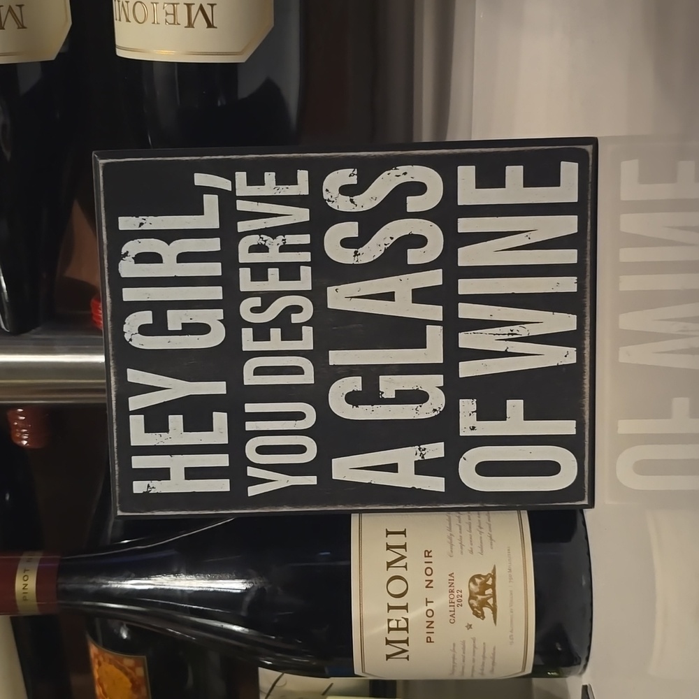 Hey girl you deserve a glass of WINE Lover wood sign Gift Heartfelt New Bar Fun